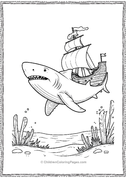 Whale Shark Passing A Sunken Pirate Ship Free PDF Printable