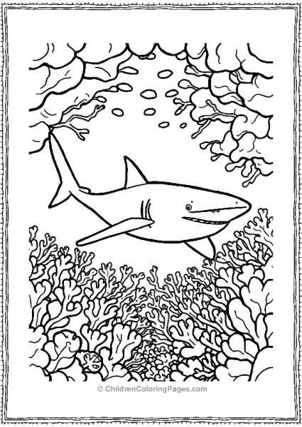 Whale Shark Swimming Through Maze Of Corals Free PDF Printable