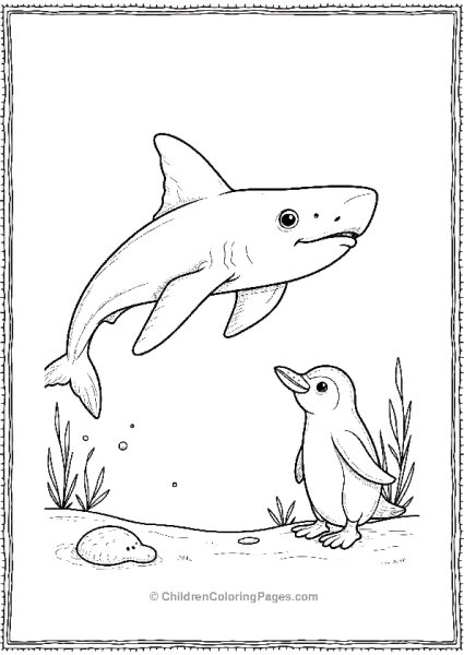 Whale Shark With A Curious Penguin Free PDF Printable