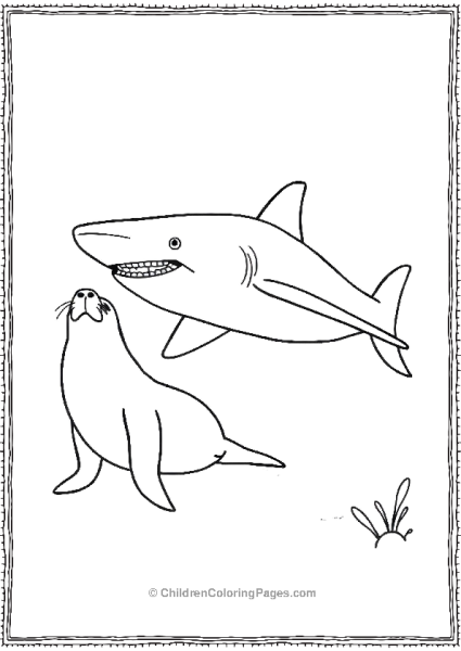 Whale Shark With A Sea Lion Free PDF Printable