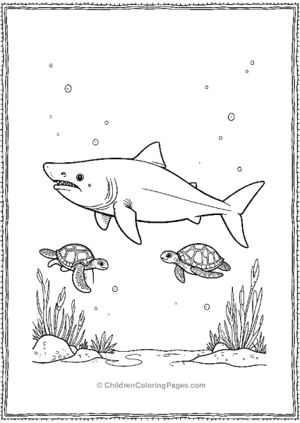 Whale Shark With Sea Turtles Free PDF Printable