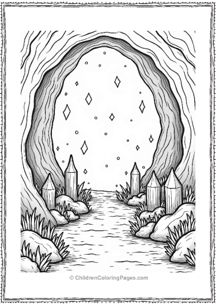 Whimsical Cave With Glowing Crystals Free PDF Printable