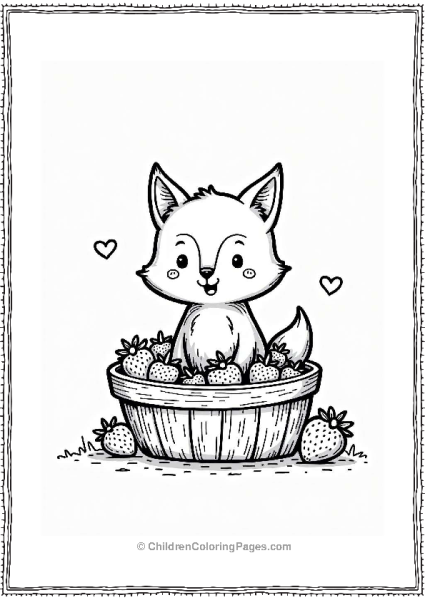 Whimsical Fox In A Strawberry Basket Free PDF Printable