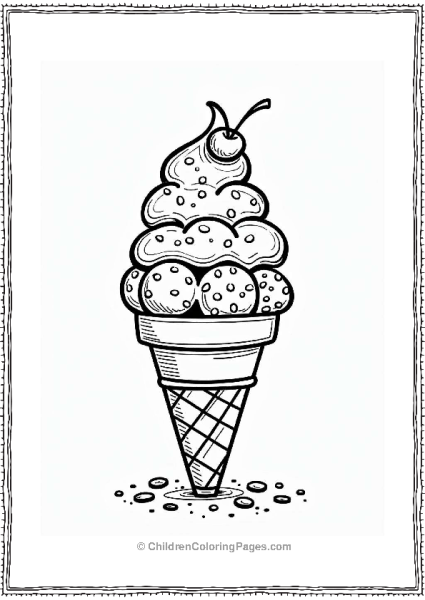 Whimsical Ice Cream Cake Coloring Page Free PDF Printable