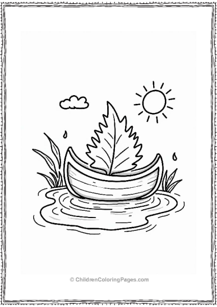 Whimsical Leaf Boat On A Serene Pond Free PDF Printable