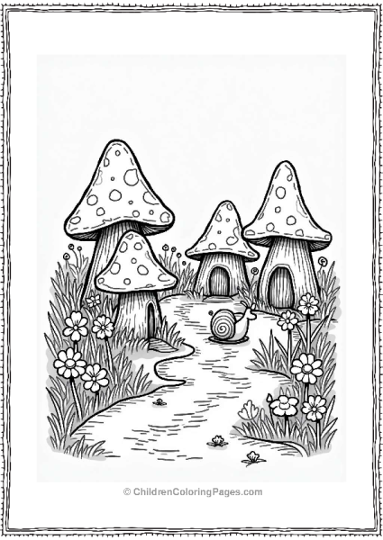 Whimsical Mushroom Village Scene Free PDF Printable