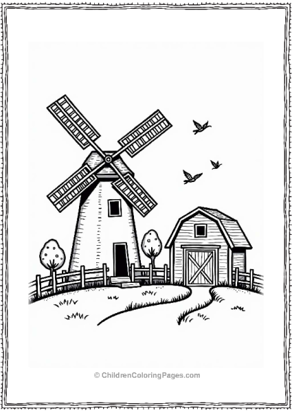 Windmill By The Farm Free PDF Printable