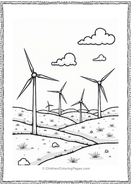 Windy Day With Wind Turbines Free PDF Printable