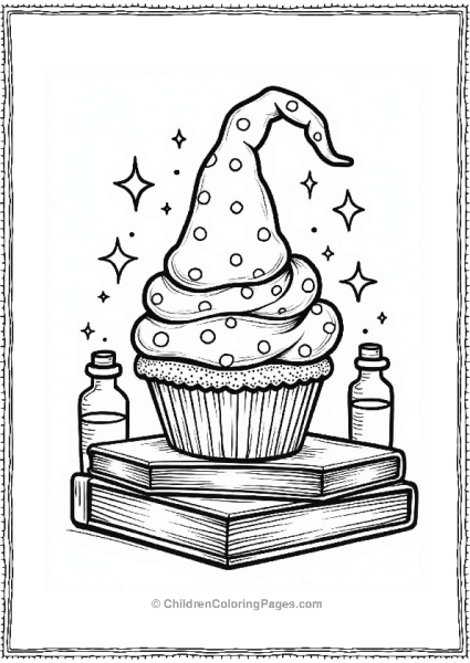 Wizard Hat Cupcake With Magical Elements Free PDF Printable