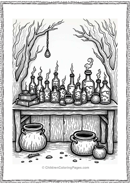 Wizard’s Fantasy Potion Table Scene Free PDF Printable