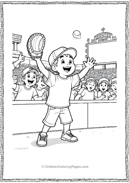 Young Fan Catching A Ball In A Baseball Match Free PDF Printable