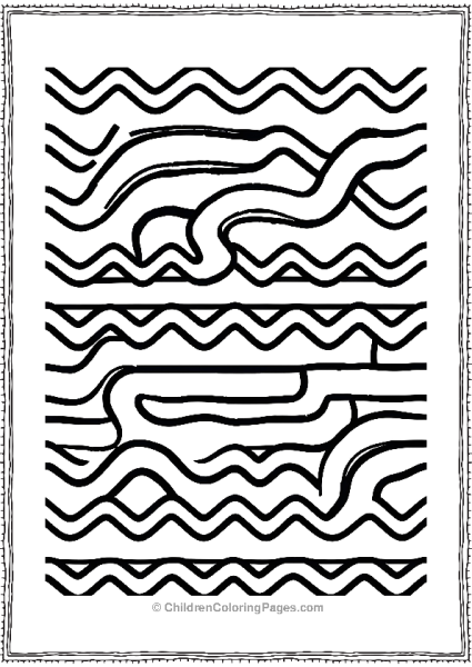 Zig Zag Maze Abstract Coloring Page Free PDF Printable