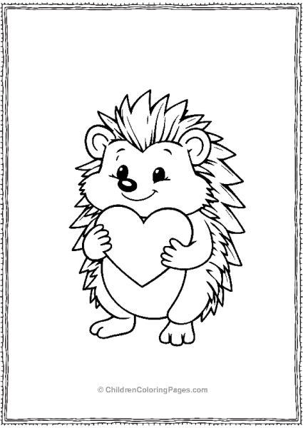 A Cartoon Hedgehock Holding Hearts Free PDF Printable