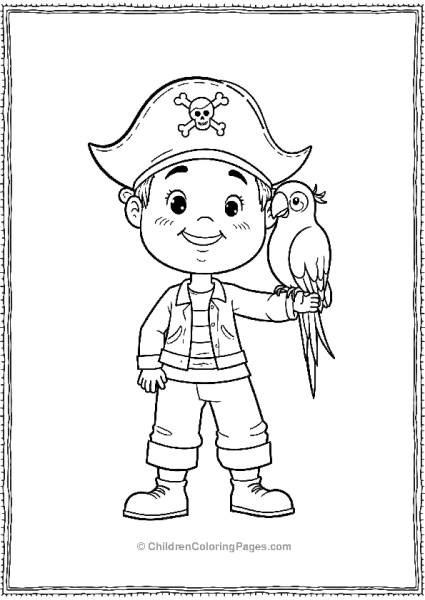 A Cheerful Pirate With Parrot Free PDF Printable