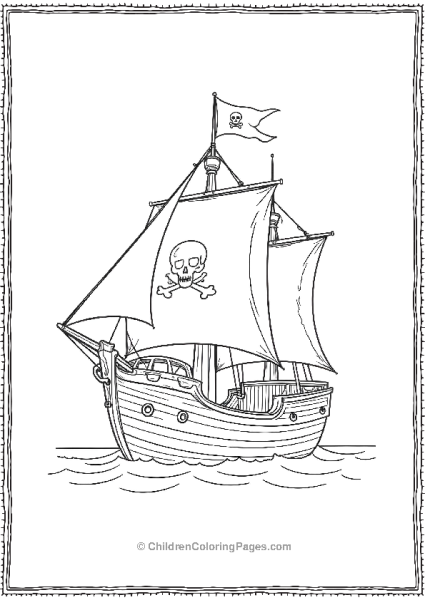 A Classic Pirate Ship With Sails Free PDF Printable