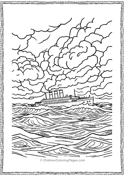 A Dramatic Ocean Storm With Titanic Sailing Free PDF Printable