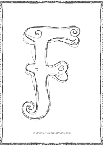 A Fancy Uppercase Letter F With Simple Swirling Free PDF Printable