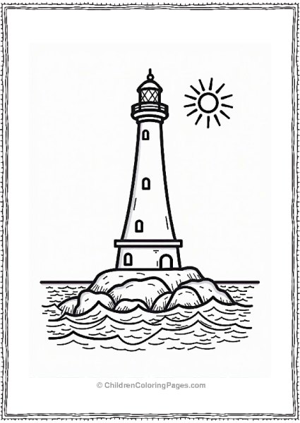 A Fantastic Lighthouse On Rocky Shore Free PDF Printable