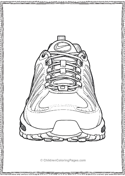 A Front View Of Nike Air Max Plus With Flame Like Details Free PDF Printable