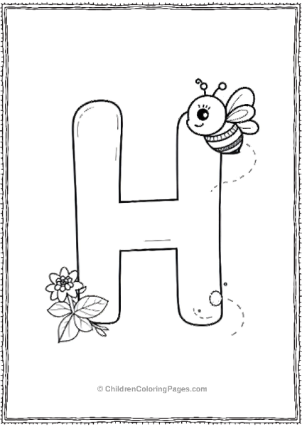 A Letter H With A Cute Honeybee Free PDF Printable