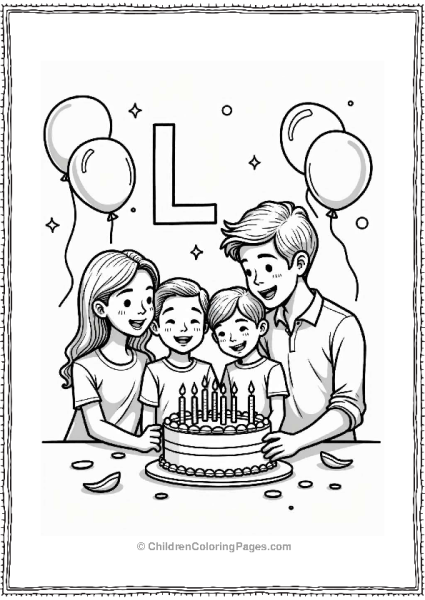 A Loving Family Birthday Celebration Letter L Coloring Page Free PDF Printable