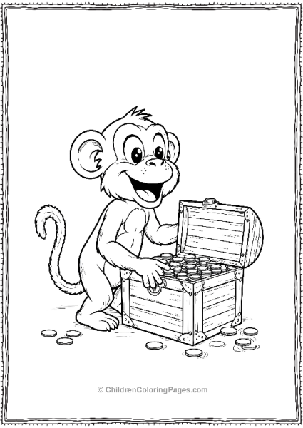 A Monkey Stealing Gold Coins From Pirates Free PDF Printable