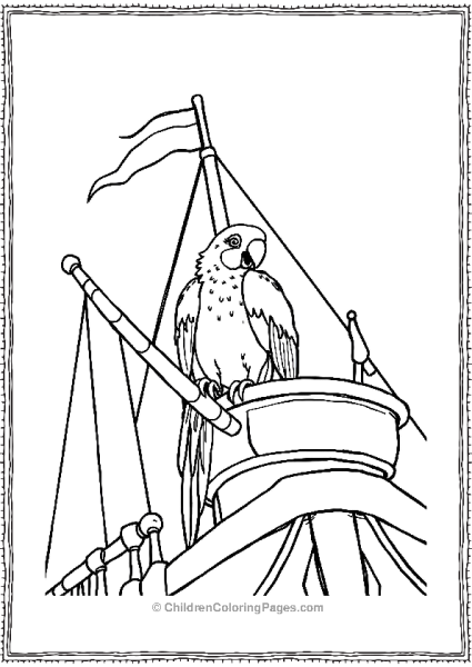 A Parrot Pirate Sitting In Nest On Ship Free PDF Printable