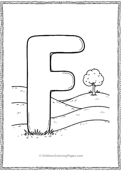 A Playful Uppercase Letter F With A Rolling Landscape Free PDF Printable