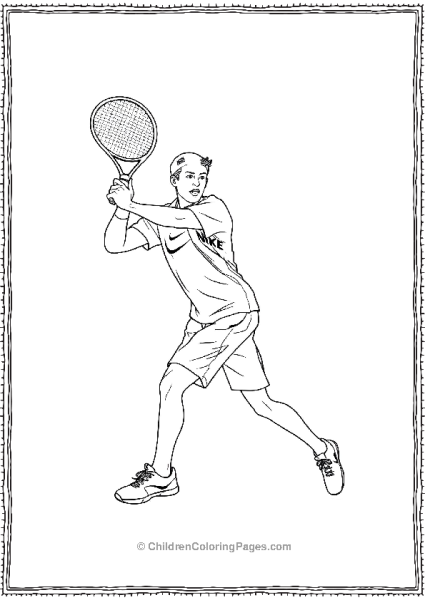 A Tennis Player Swinging Their Racket In Nike Apparel Free PDF Printable