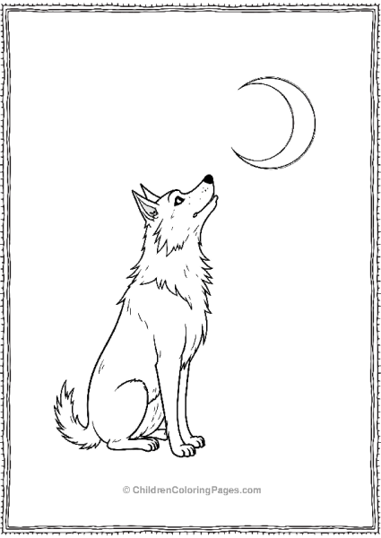 A Warewolf Looking Up At A Crecent Free PDF Printable