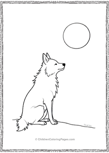 A Wolf Gazing At The Moon Free PDF Printable