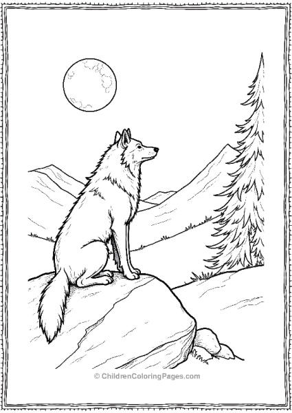 A Wolf Sitting On A Large Rock Free PDF Printable