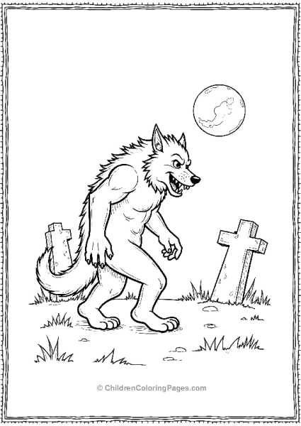 A Wolf Sneaking Through A Graveyard Free PDF Printable