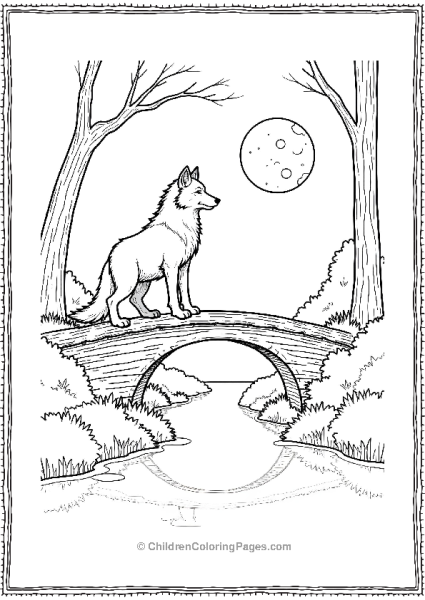 A Wolf Standing On An Old Bridge Free PDF Printable