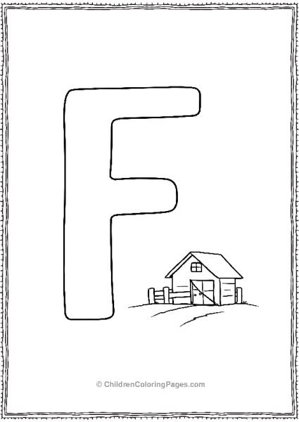 ABold Uppercase Letter F With A Small Farmhouse Free PDF Printable