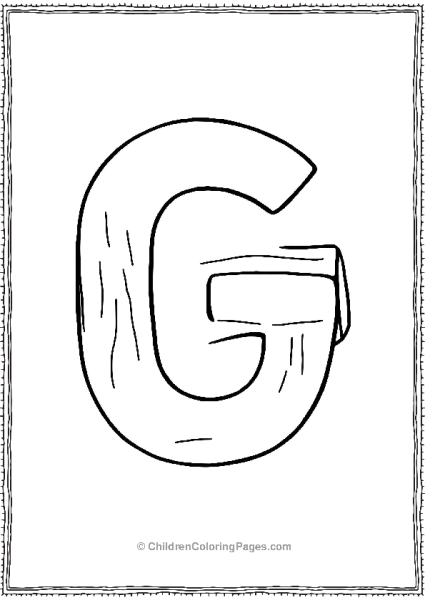 ABold Uppercase Letter G Styled Like A Wooden Log Free PDF Printable