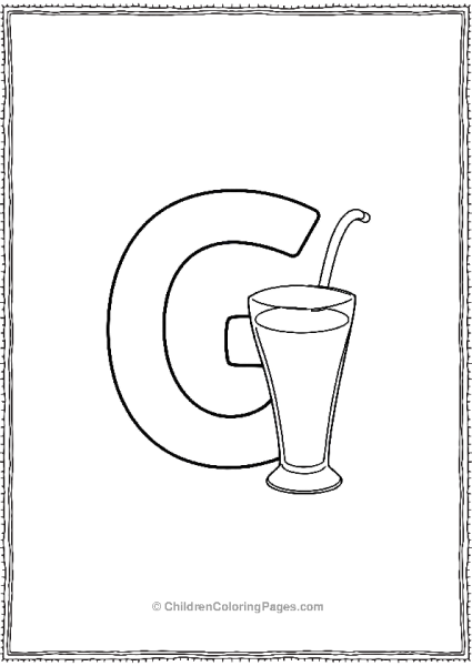 ABold Uppercase Letter G With A Glass Of Milk Free PDF Printable