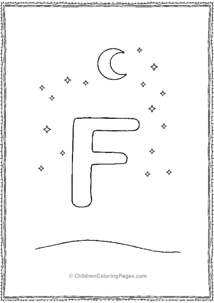 ALarge Uppercase Letter F With Tiny Twinkling Stars Free PDF Printable