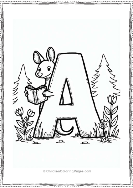 Adorable Aardvark Behind Letter A Free PDF Printable