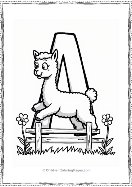 Adorable Alpaca Jumping Over A Fence Free PDF Printable