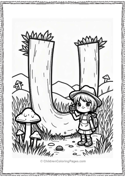 Adventurous Character In A Mushroom Field Free PDF Printable