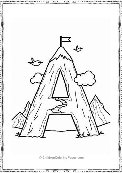 Adventurous Letter A As A Mountain Peak Free PDF Printable