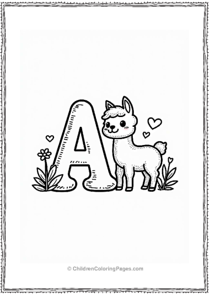 Affectionate Alpaca With Letter A Free PDF Printable