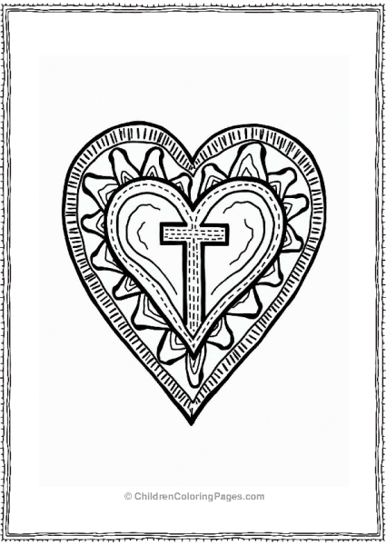 African Adinkra Heart Symbol Coloring Page Free PDF Printable