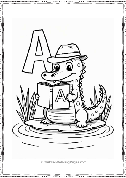 Amusing Alligator On A Lily Pad Free PDF Printable