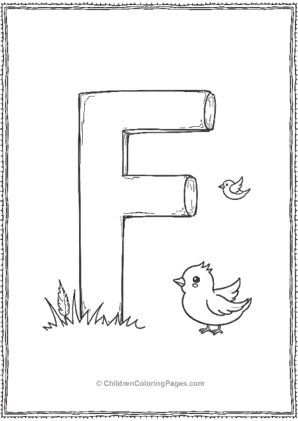 An Uppercase F With Birds Flying Free PDF Printable