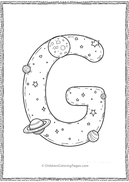 An Uppercase G With A Tiny Galaxy Of Stars Free PDF Printable