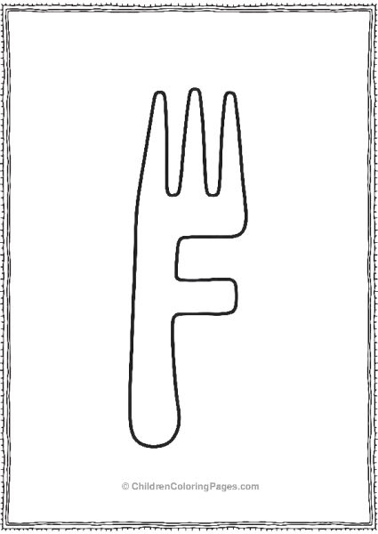 An Uppercase Letter F Designed As A Fork Free PDF Printable