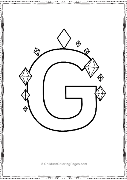 An Uppercase Letter G Surrounded By Floating Diamonds Free PDF Printable