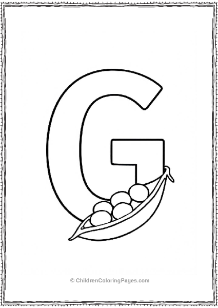 An Uppercase Letter G With A Little Green Pea Pod Free PDF Printable